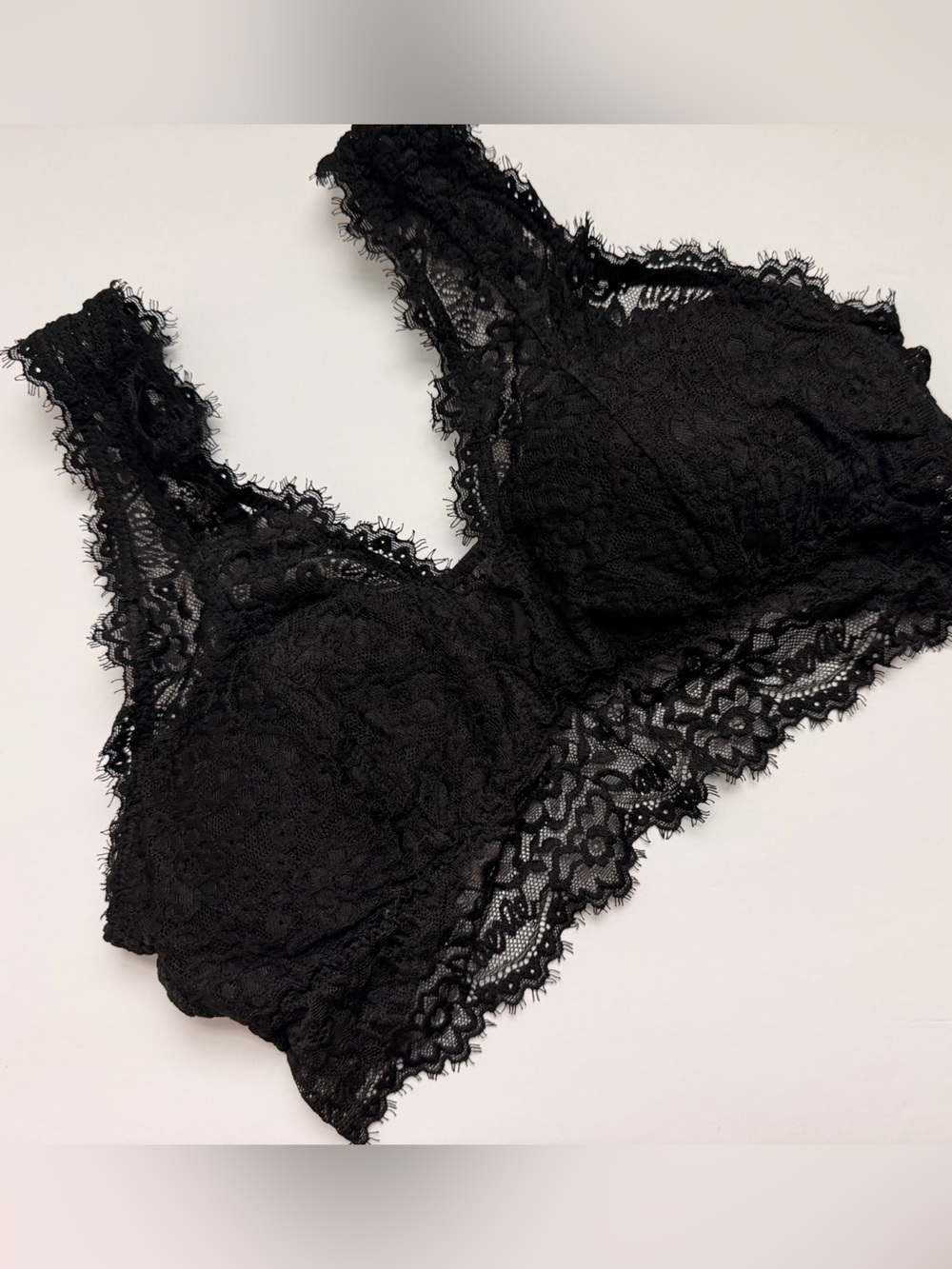 aerie Black Lace Bralette with Scalloped Edges